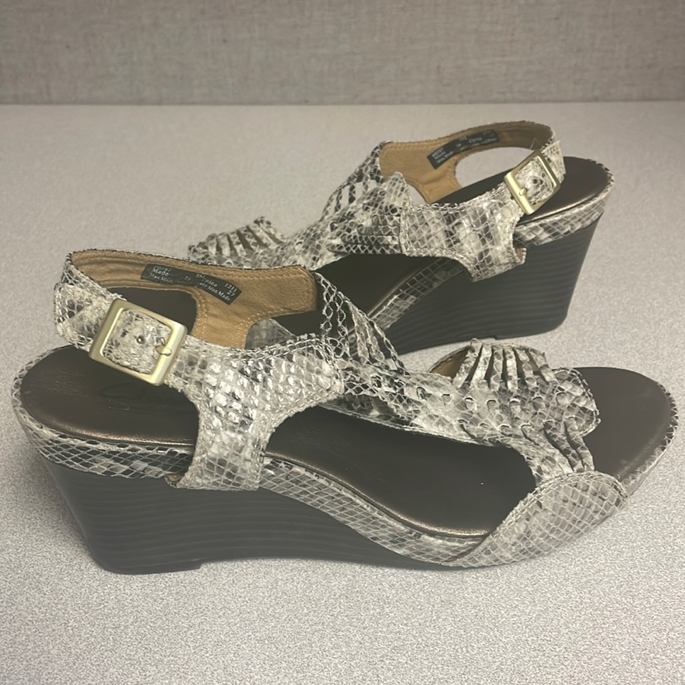 Clark Bendables faux snakeskin sandals